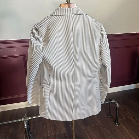 DONEGAL vintage men’s 2pc textured striped white/gray suit